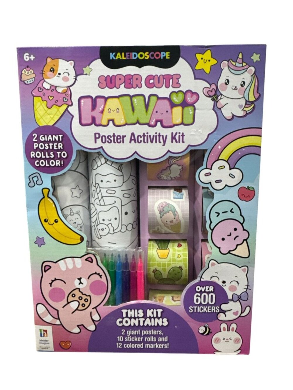 Super Cute Kawaii Poster Activity Kit With Over 600 Stickers, 2 Giant Posters, 1
